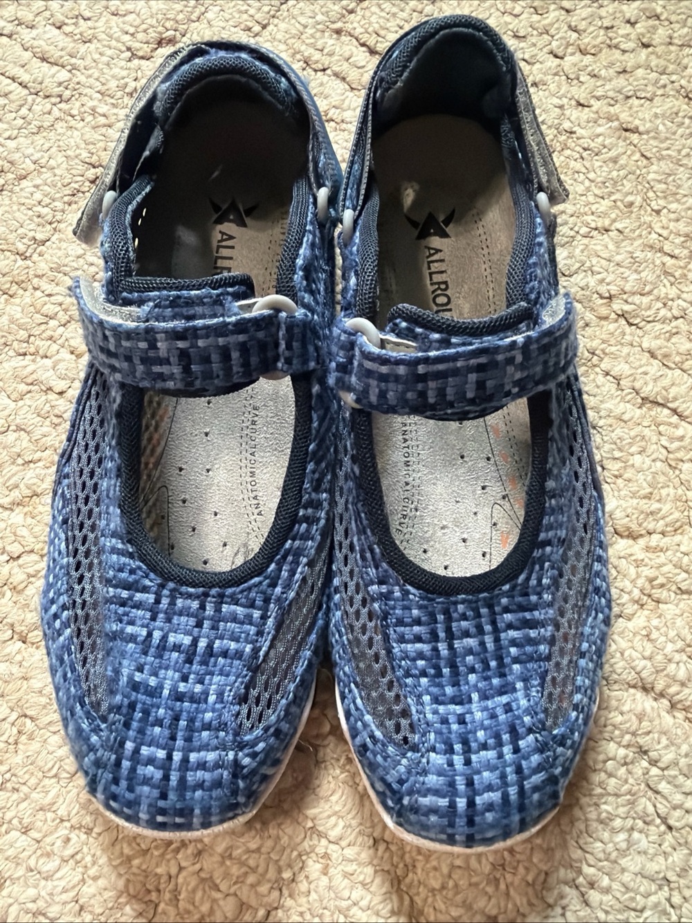 Mephisto Women's Blue Mesh Mary Jane Flats
